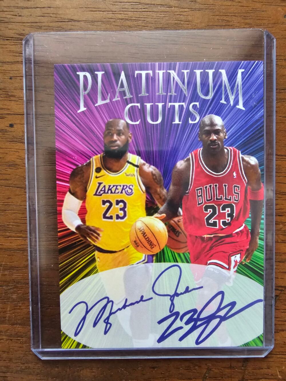 Michael Jordan/Lebron James Platinum Cuts LE /1000 Facsimile Autographs